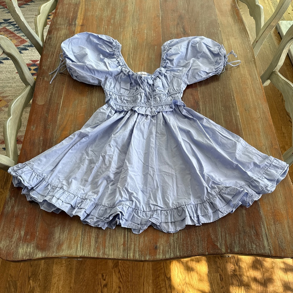 En Saison Danielle Smocked Puff Sleeve Mini Dress XS